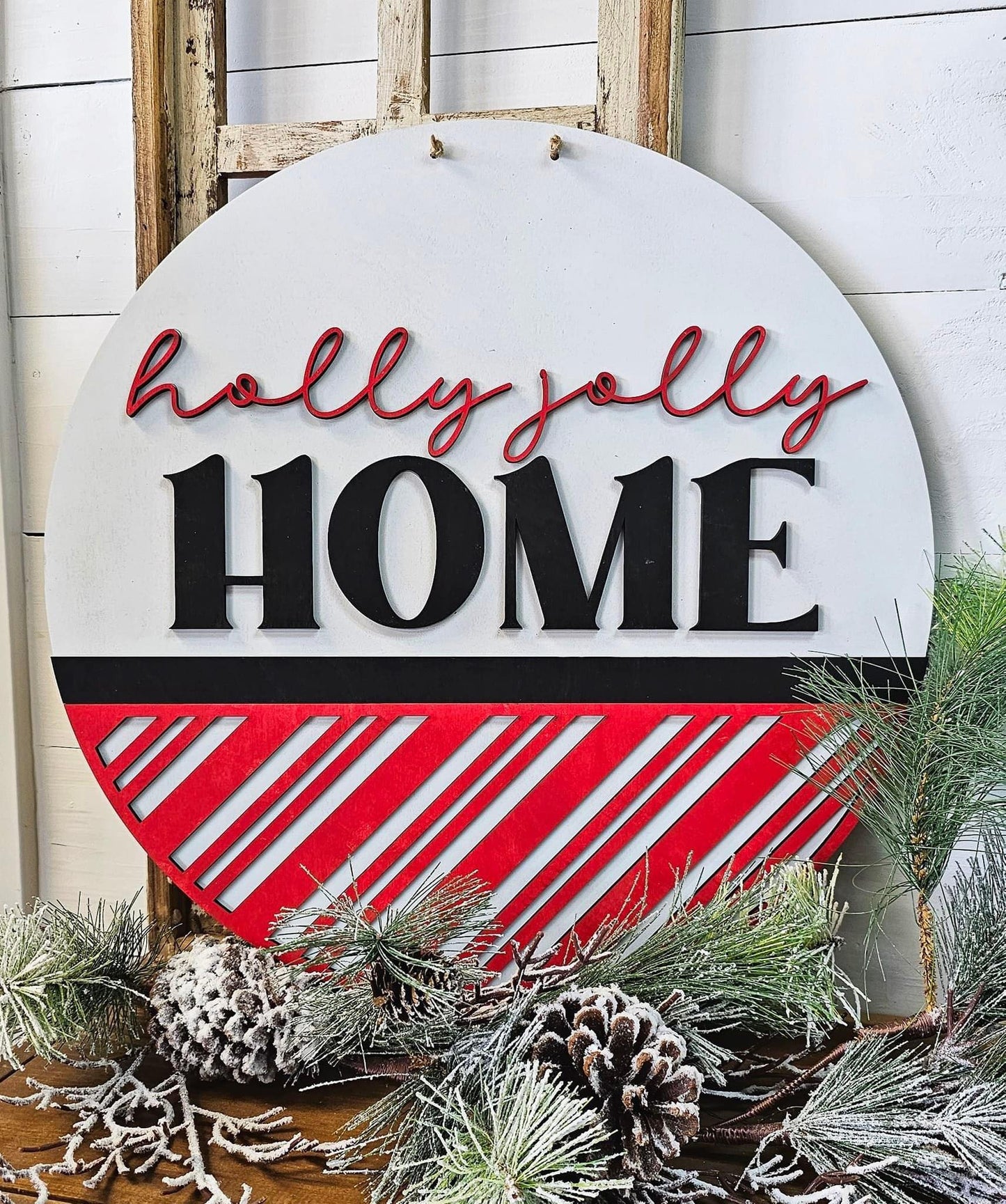 3D Door hanger - Holly Jolly Home Bottom Split