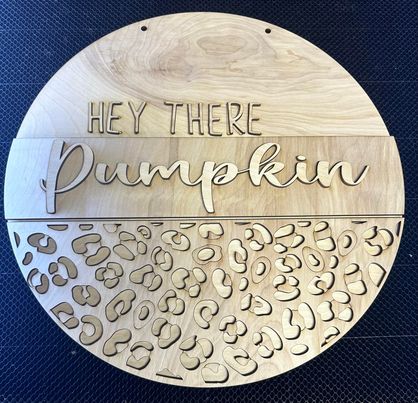 3D Door hanger - Hey there pumpkin with cheetah print