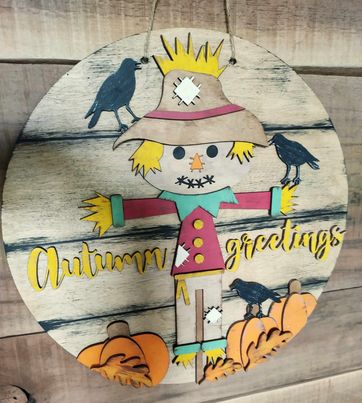 3D Door hanger - Autumn Greetings with Scarecrow