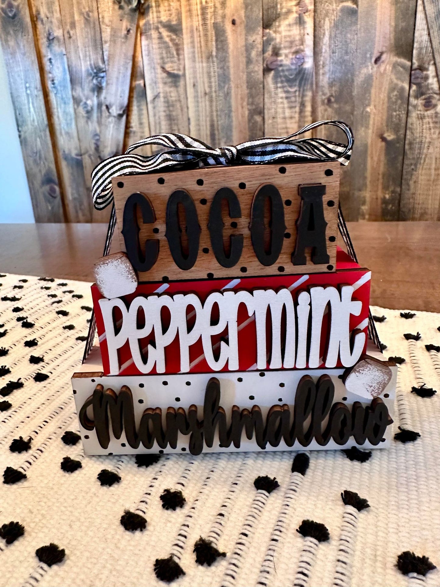 3D Boxy Book Stack - Cocoa Peppermint Marshmallow