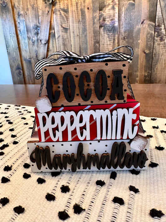 3D Boxy Book Stack - Cocoa Peppermint Marshmallow