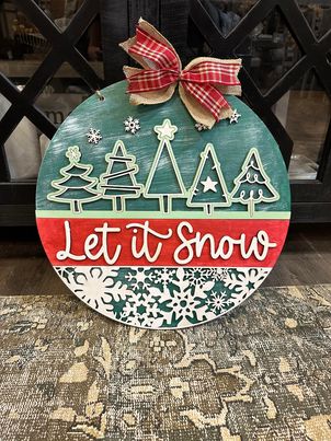 3D Door hanger - Let it snow with trees