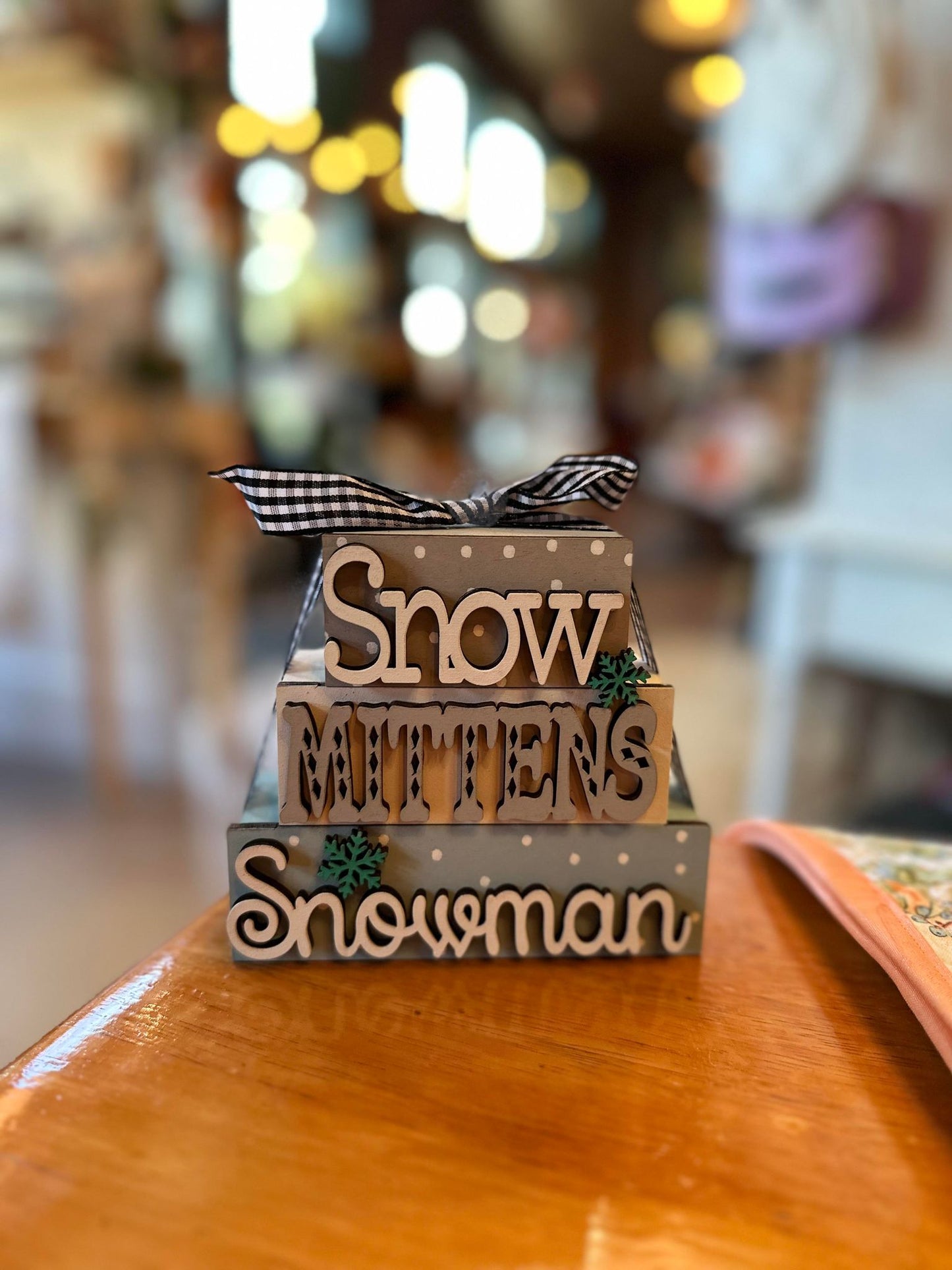 3D Boxy Book Stack - Snow Mittens Snowman