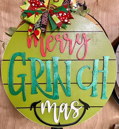 3D Door hanger - Merry Grinchmas with mouth