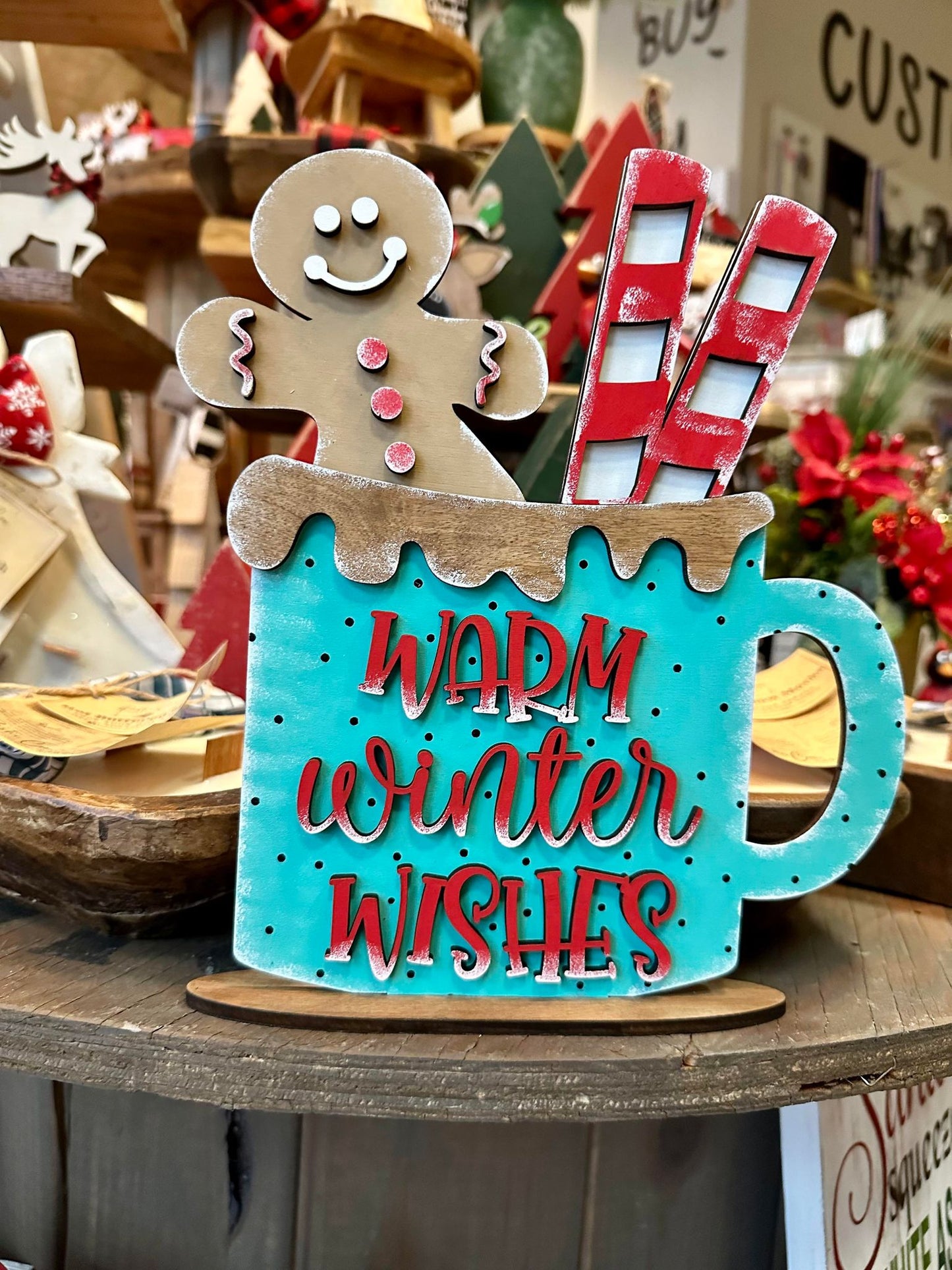 3D Warm Winter Wishes Cup with Gingerbread Man