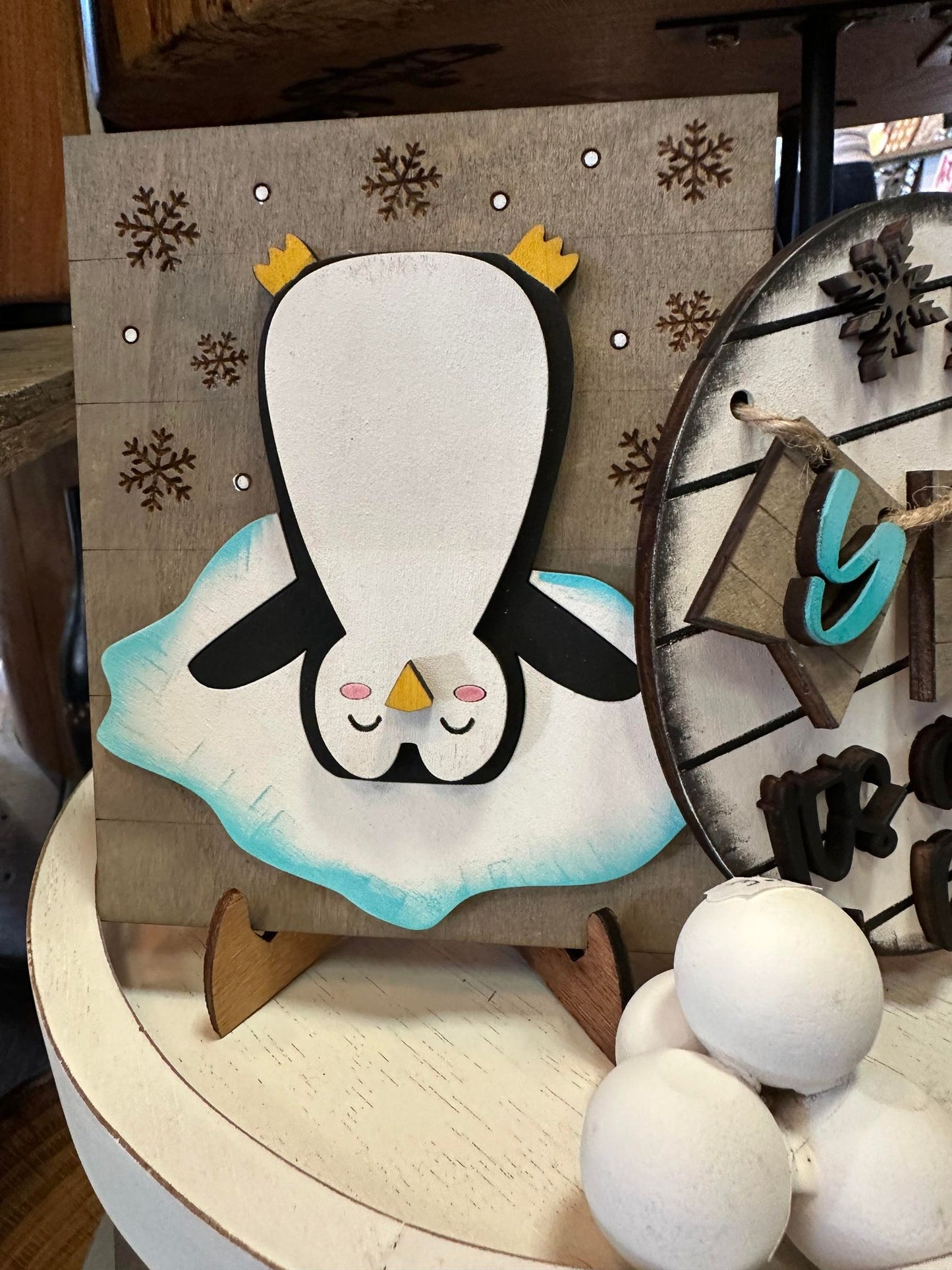 3D Tiered Tray Decor - Penguins It's a Snow Day