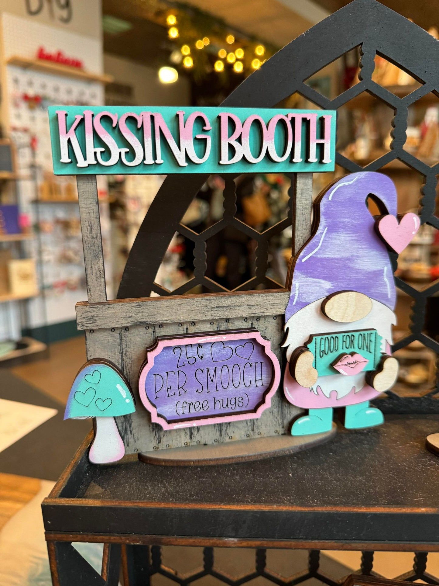 3D Tiered Tray Decor - Valentine's Day Gnome Kissing Booth