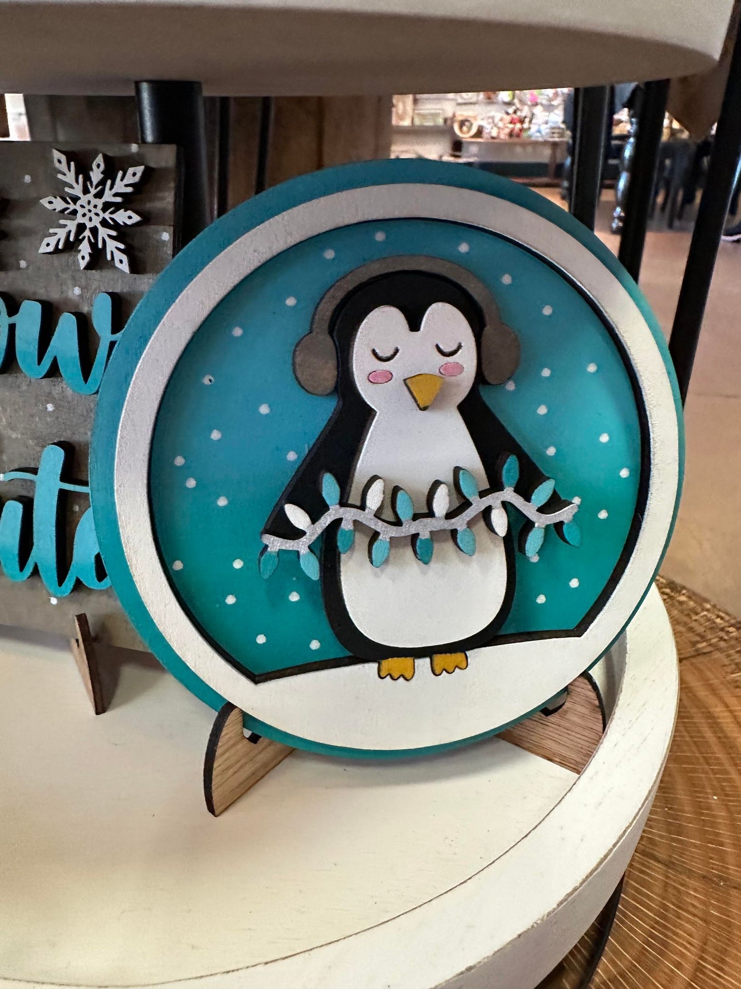 3D Tiered Tray Decor - Penguins It's a Snow Day