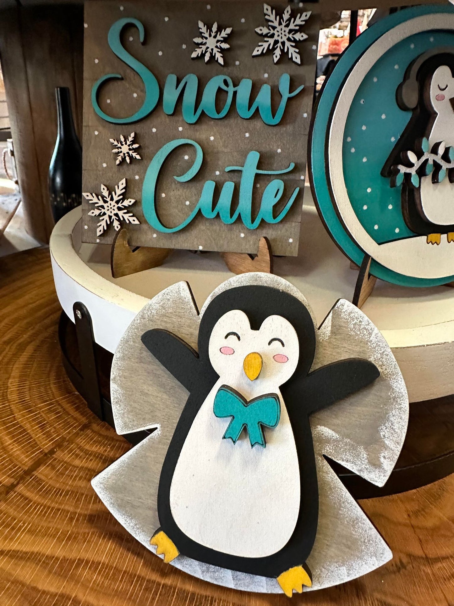 3D Tiered Tray Decor - Penguins It's a Snow Day