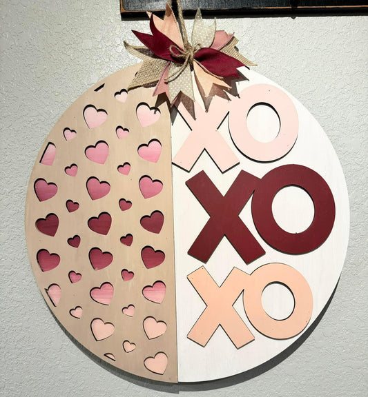 3D Door hanger - XOXO Split with Hearts