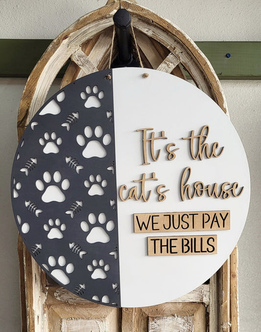 3D Door hanger - It's the cat's house we just pay the bill