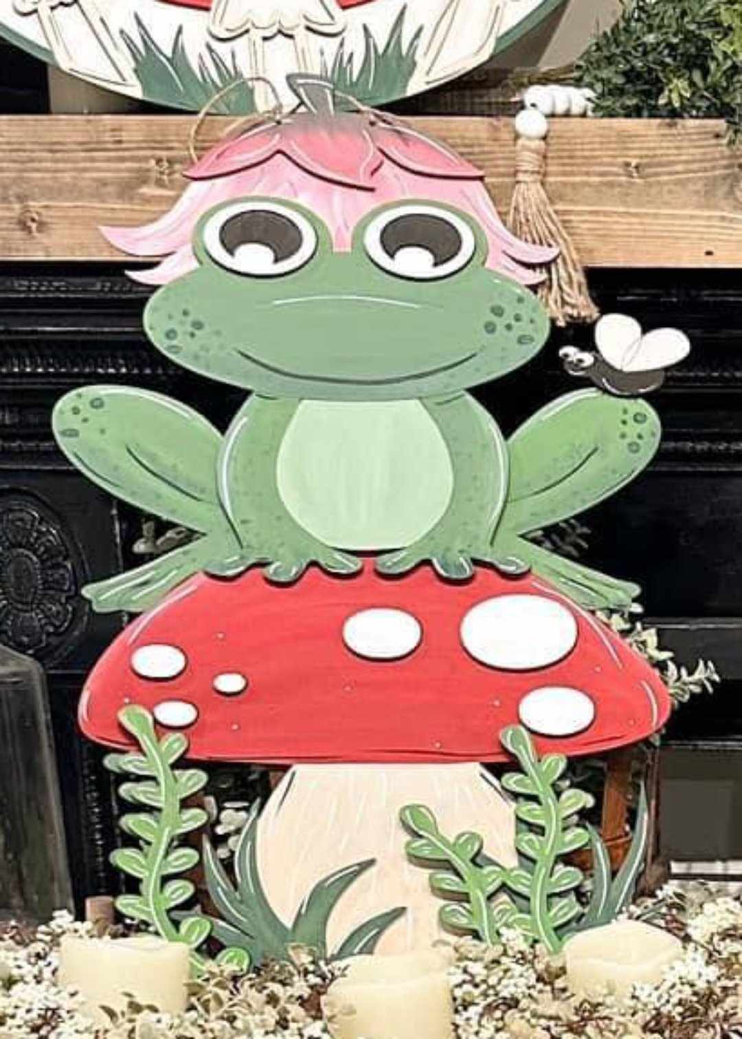 3D Door hanger - Frog on Mushroom