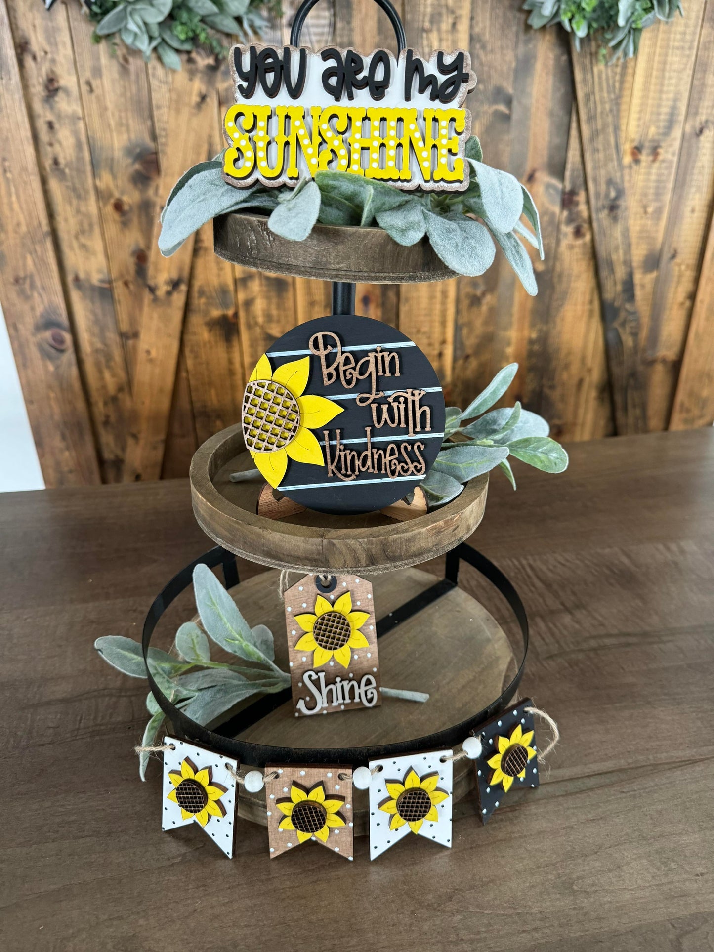 3D Tiered Tray Decor - Sunflower you are my sunshine