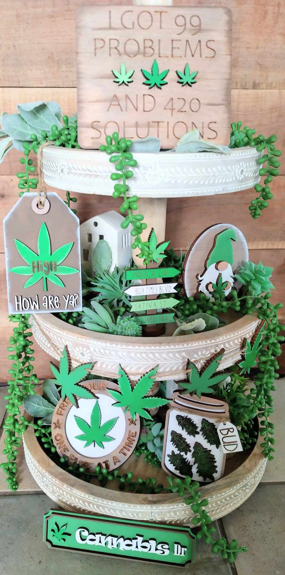 3D Tiered Tray Decor - Cannabis