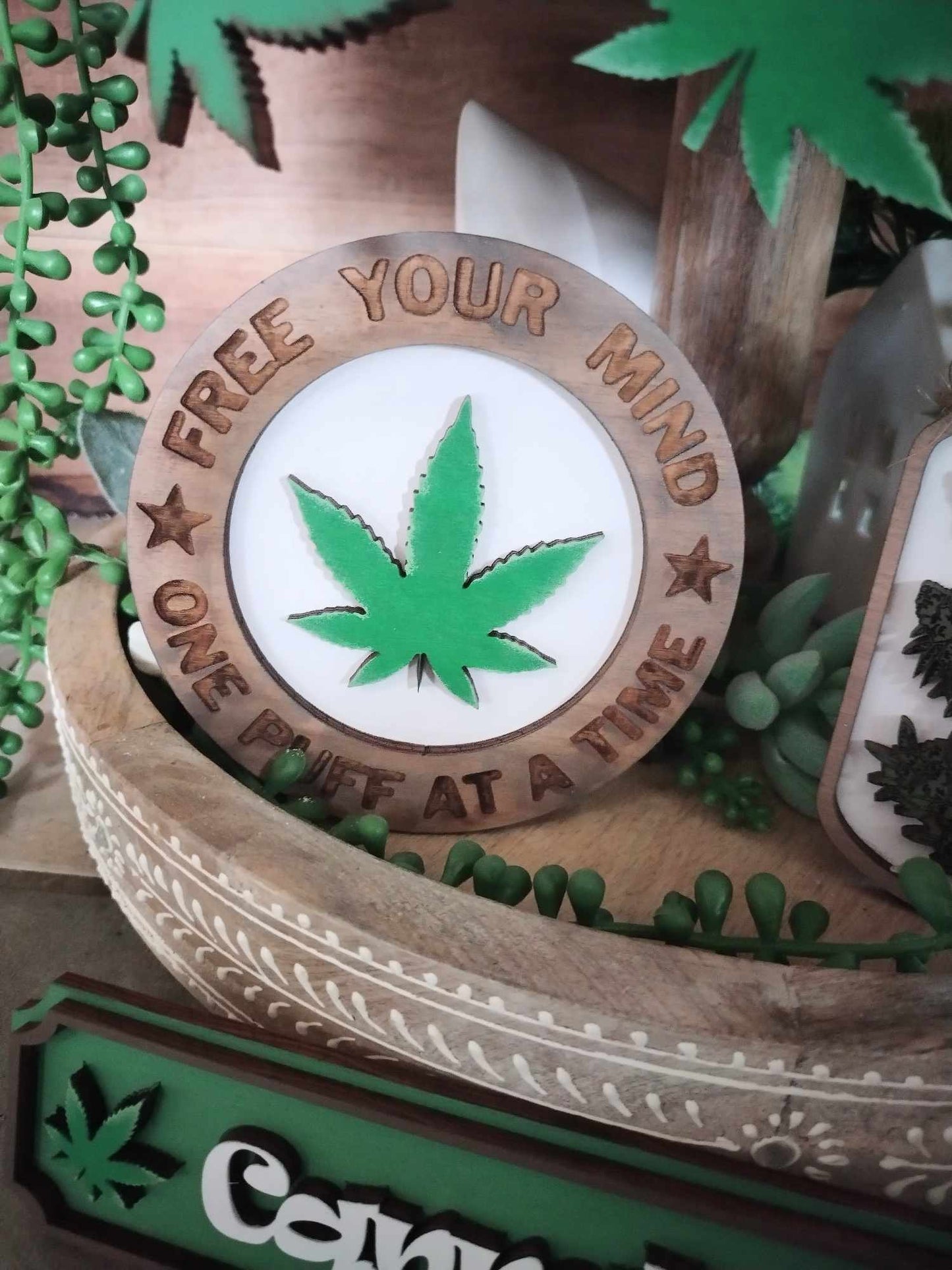 3D Tiered Tray Decor - Cannabis