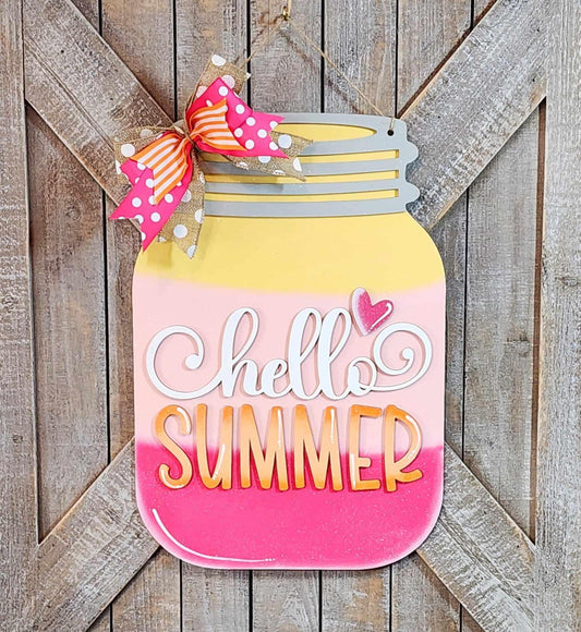 3D Door hanger - Hello Summer Mason Jar
