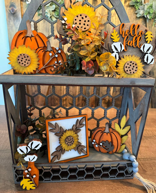 3D Tiered Tray Decor - Pumpkin Sunflower