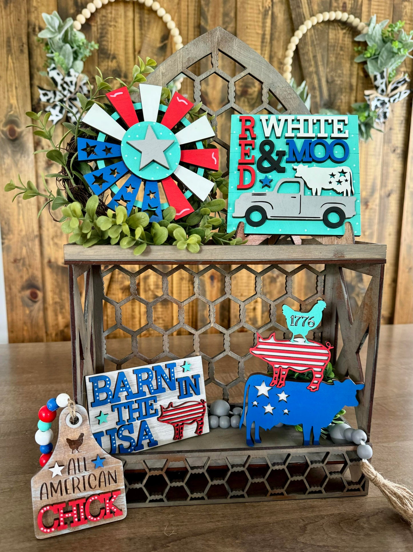 3D Tiered Tray Decor - Patriotic Farm