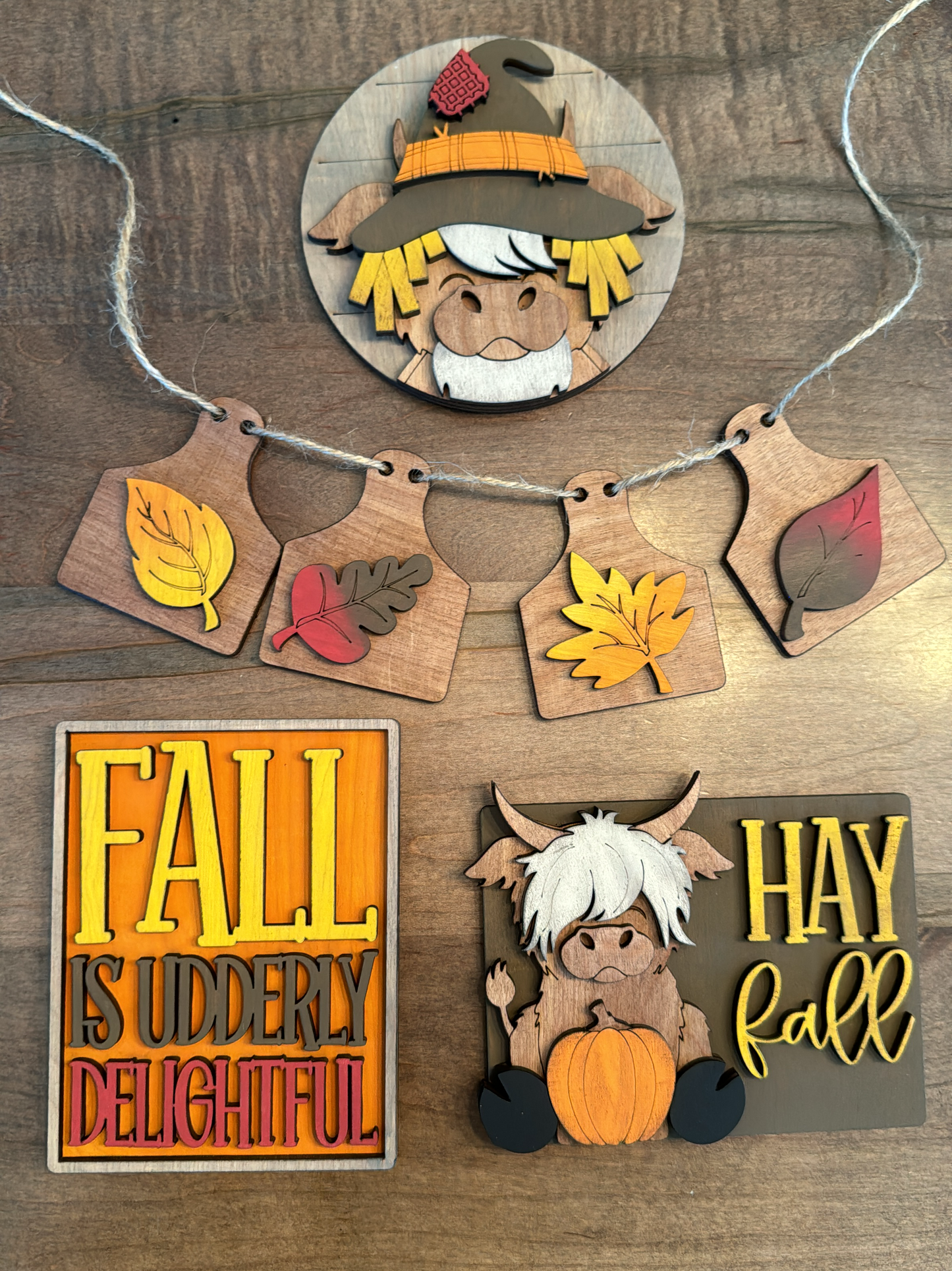 3D Tiered Tray Decor - Fall Cow