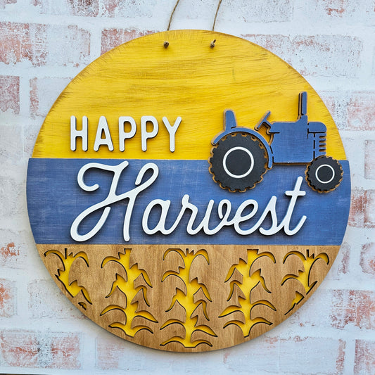 3D Door hanger - Happy Harvest with Tractor