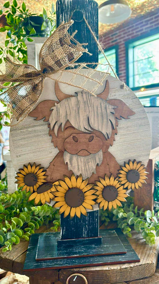 3D Mini hanger - Cow with Sunflowers