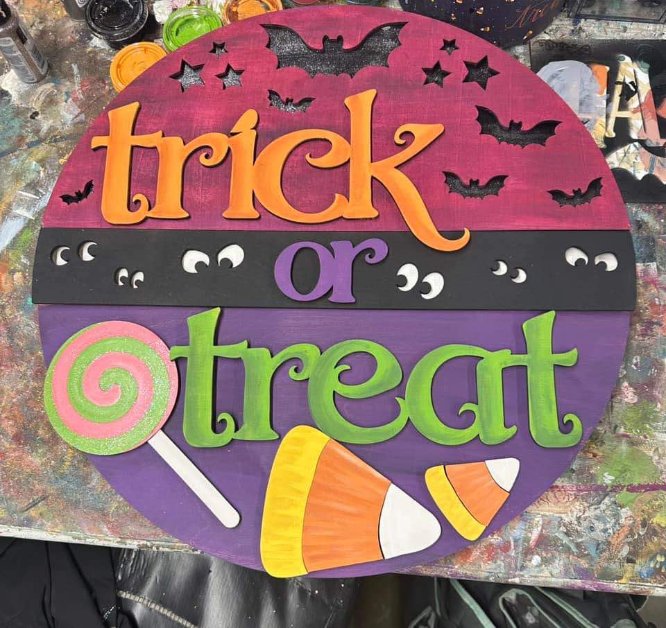 3D Door hanger - Trick or Treat Bats and Candy