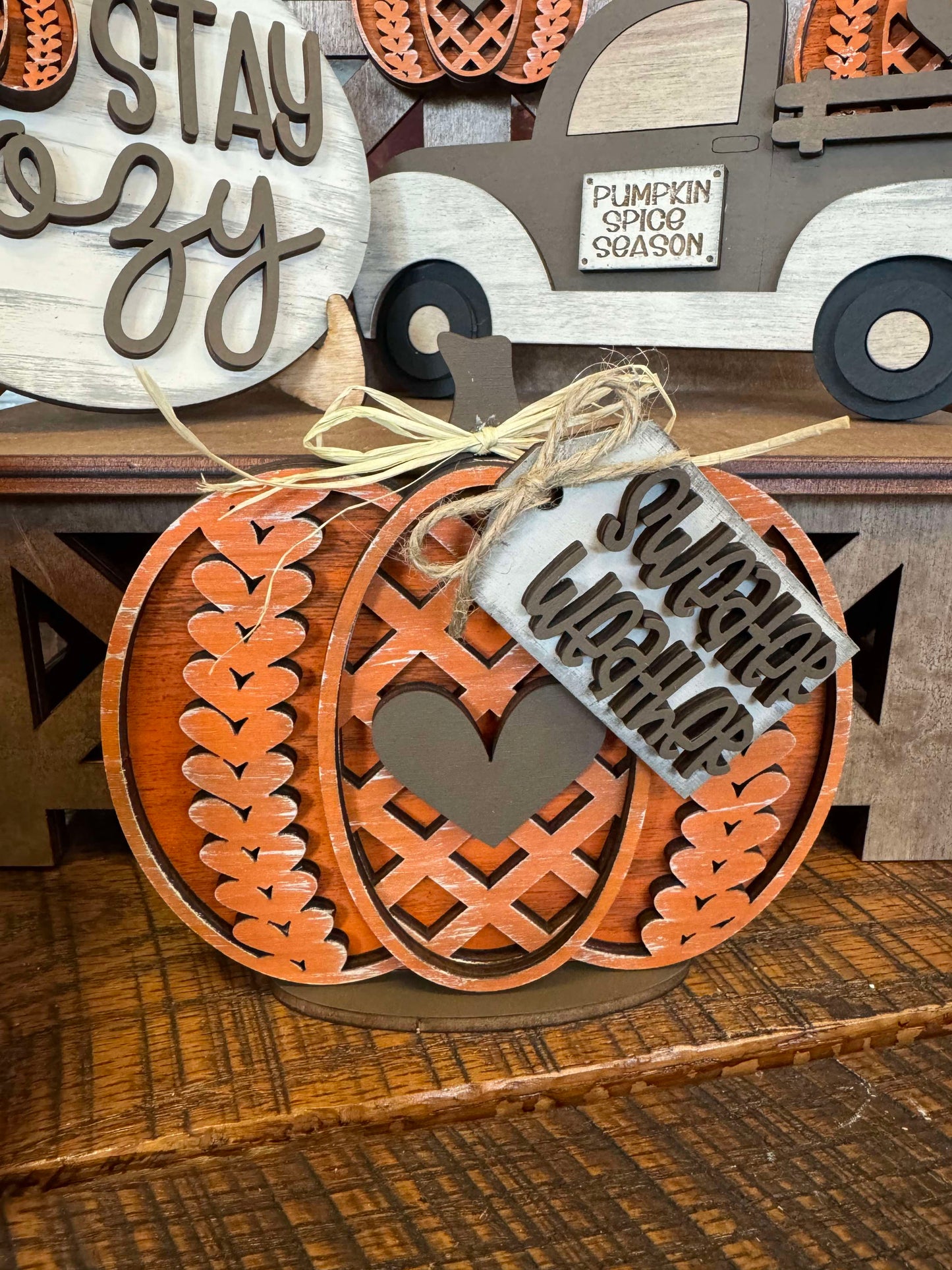 3D Tiered Tray Decor - Sweater Pumpkin