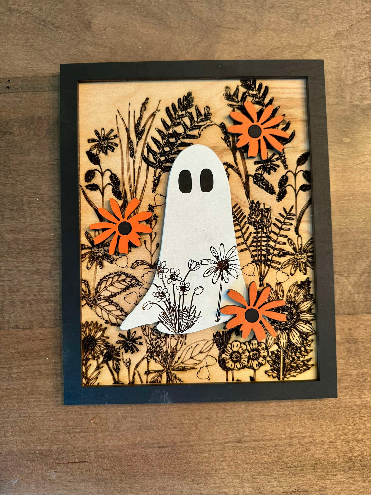 3D Framed Ghost with Flowers