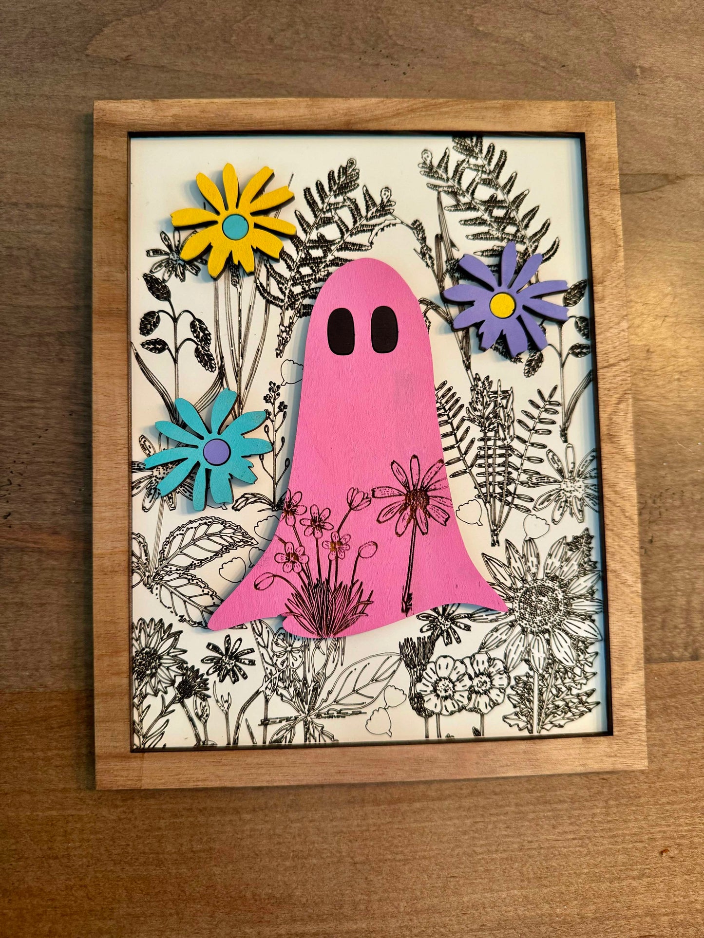 3D Framed Ghost with Flowers