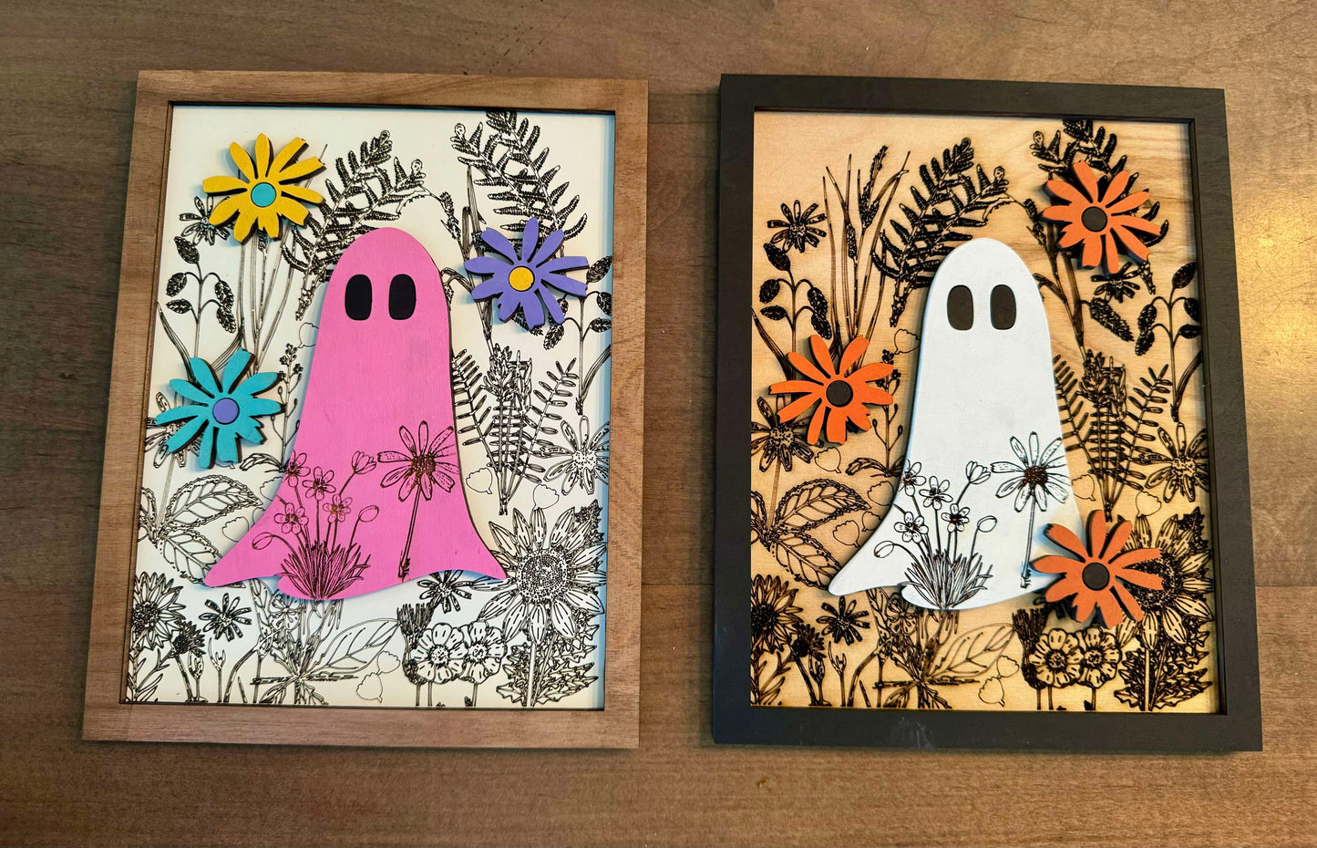 3D Framed Ghost with Flowers