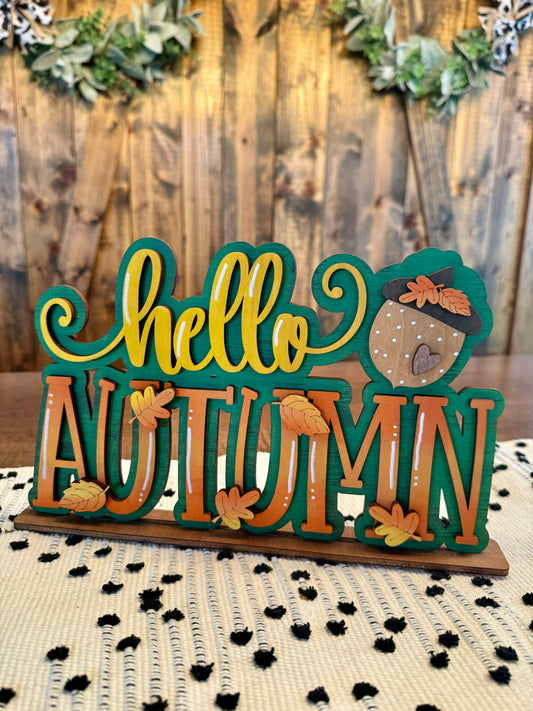 3D Standing Hello Autumn Display