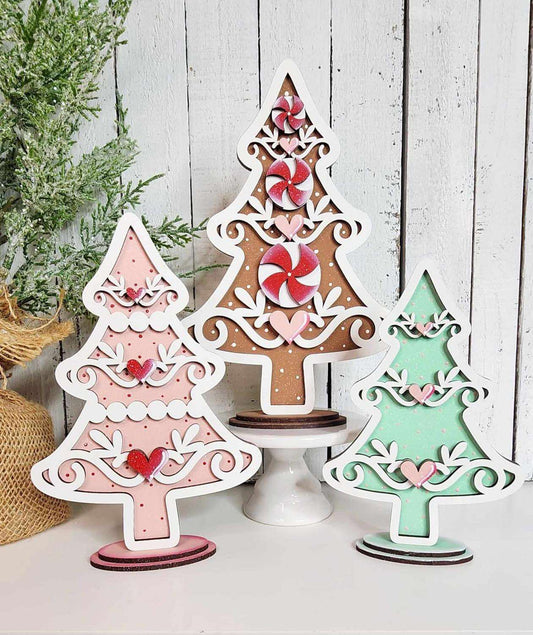 3D Christmas Gingerbread Tree Trio