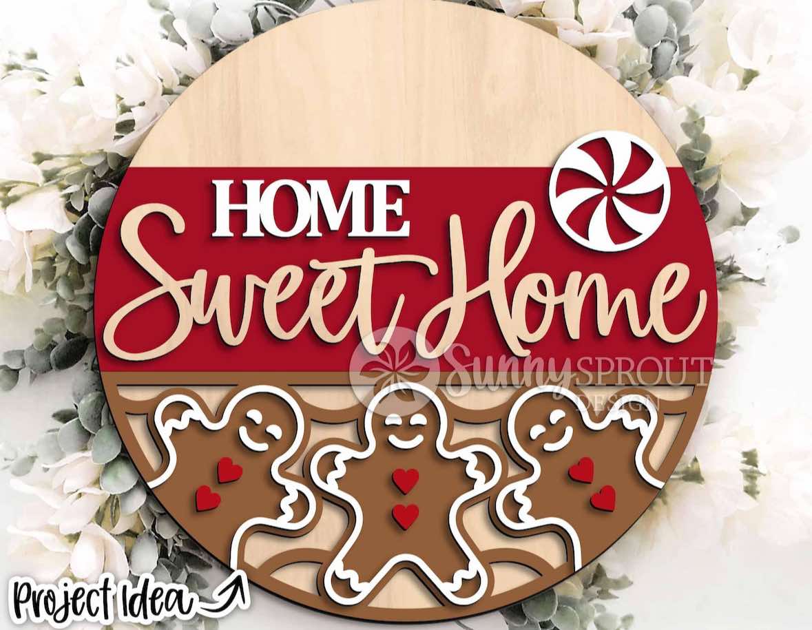 3D Door hanger - Home Sweet Home Gingerbread and Peppermint