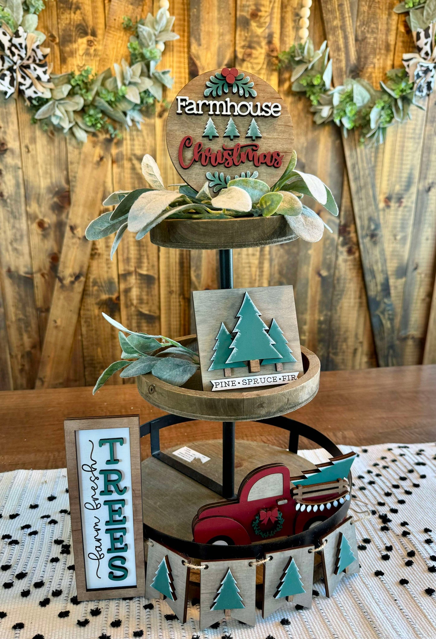 3D Tiered Tray Decor - Farmhouse Christmas with Truck