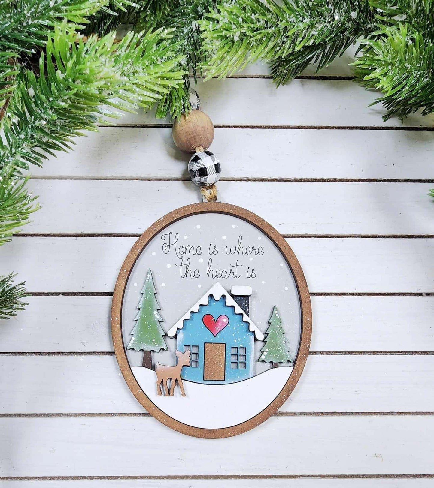 Ornament- Home is where the heart is - winter outdoor scene