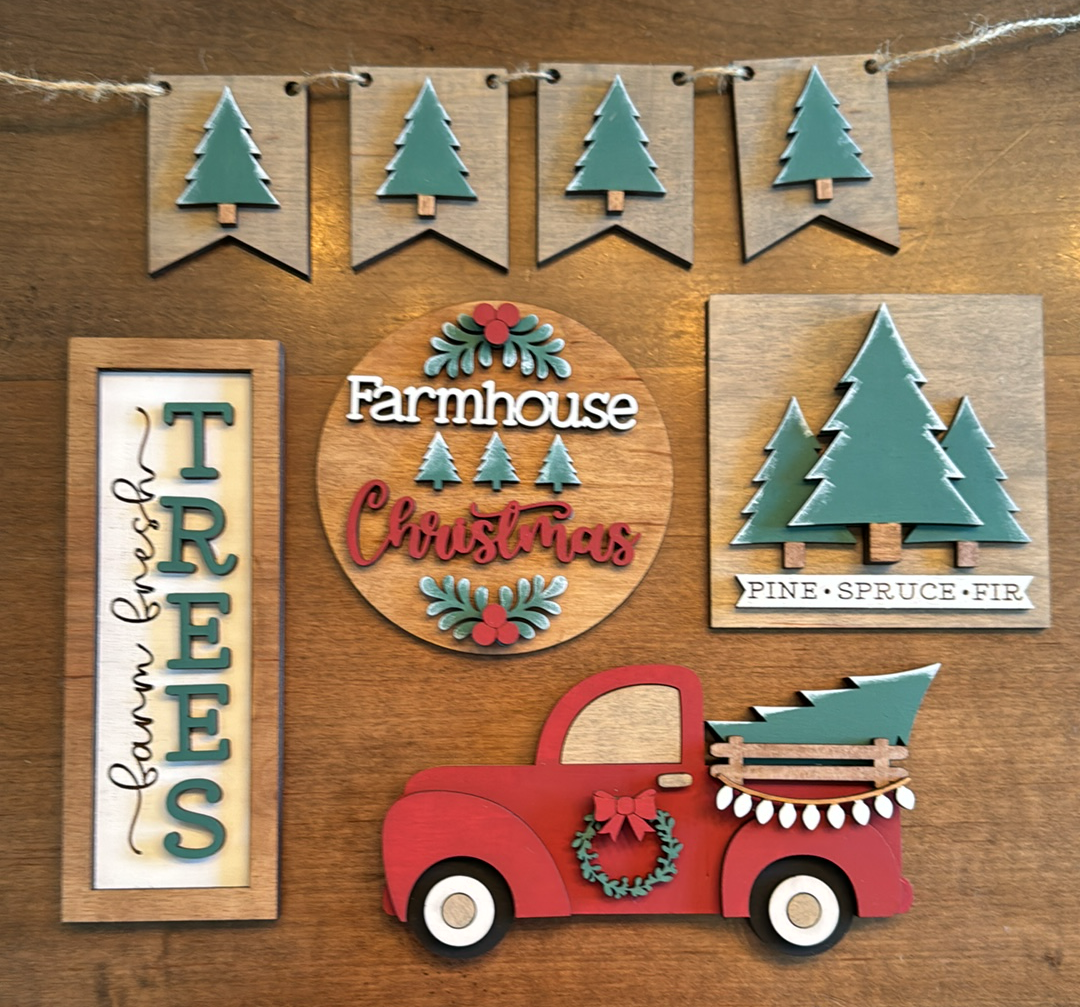 3D Tiered Tray Decor - Farmhouse Christmas with Truck