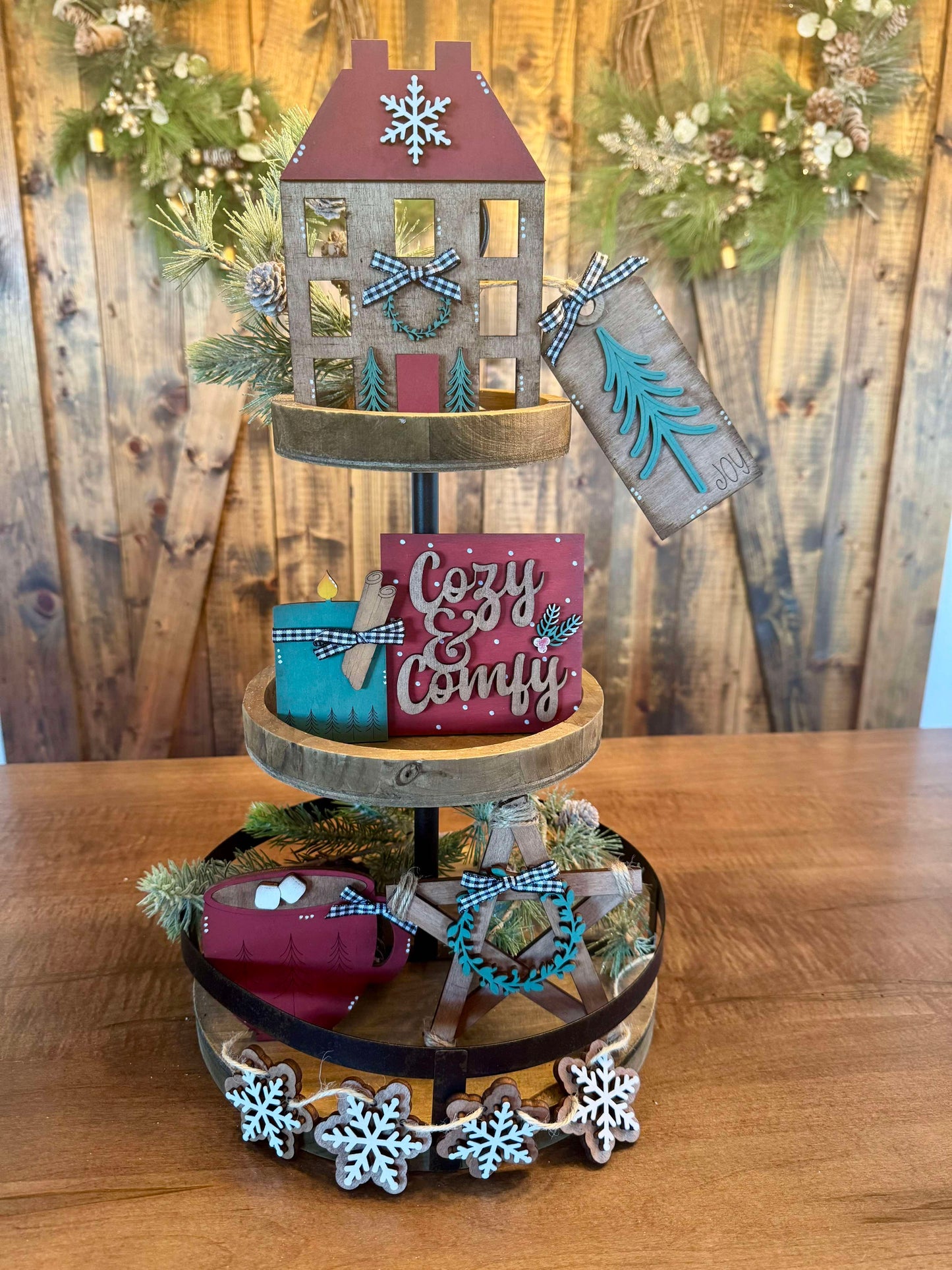 3D Tiered Tray Decor - Comfy and Cozy Christmas