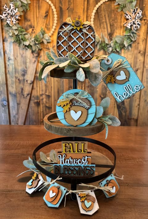 3D Tiered Tray Decor - Harvest Blessing Pumpkin