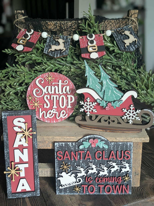 3D Tiered Tray Decor - Santa Claus is coming to town