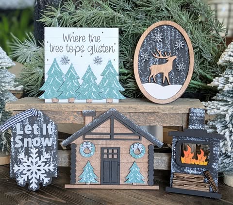 3D Tiered Tray Decor - Cozy Cabin Let it Snow