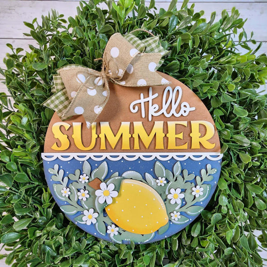 3D Door hanger Hello Summer Lemon