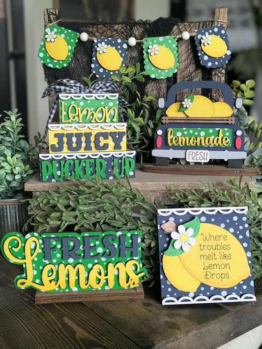 3D Tiered Tray Decor - Fresh Lemons