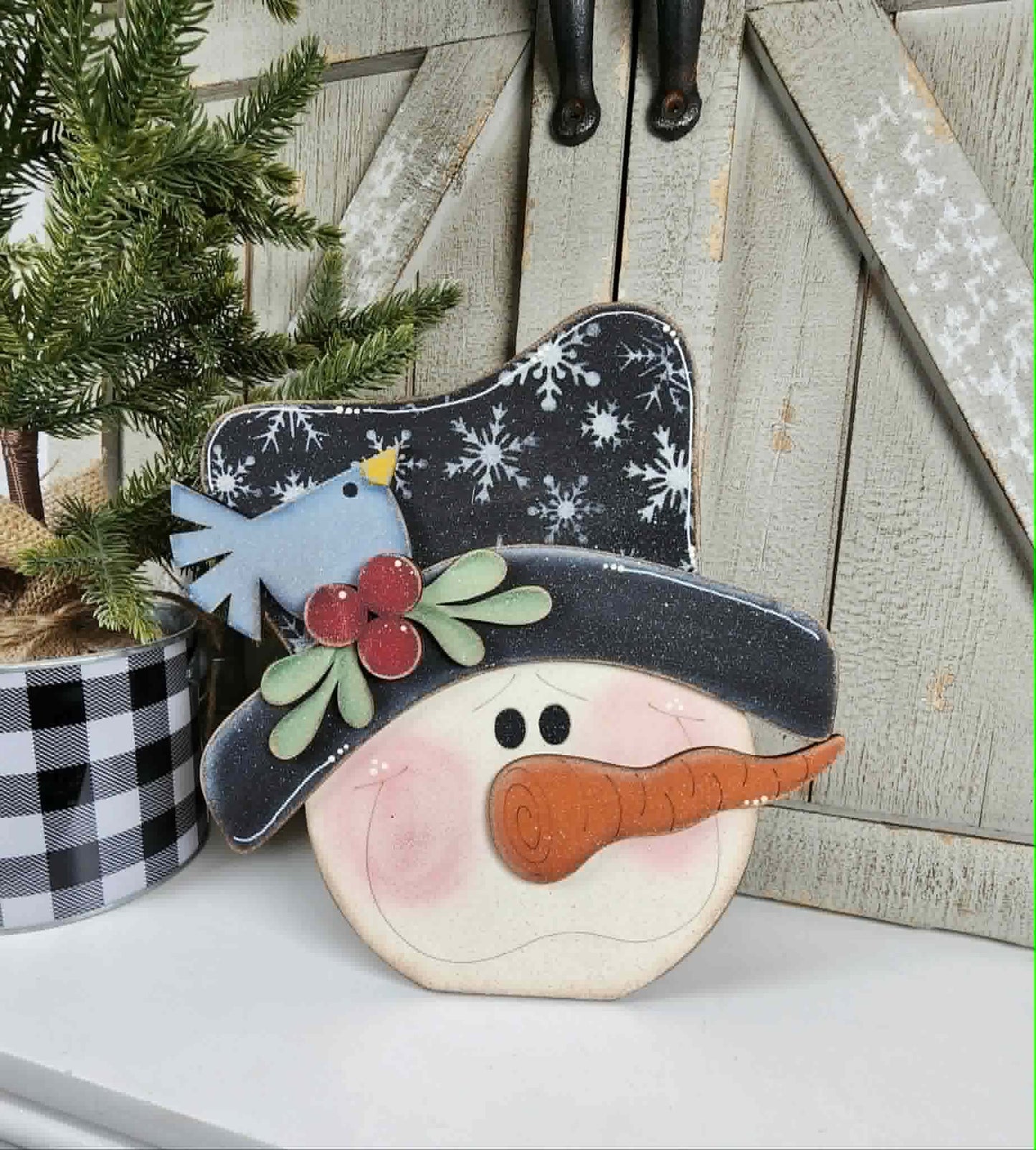3D Standing Snowman with bird