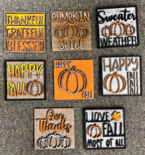 3D Interchangeable Square INSERTS ONLY - Fall and Halloween