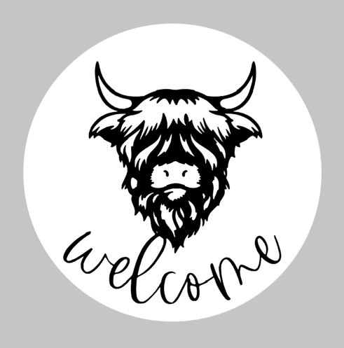 3D Door hanger - Welcome Highland Cow