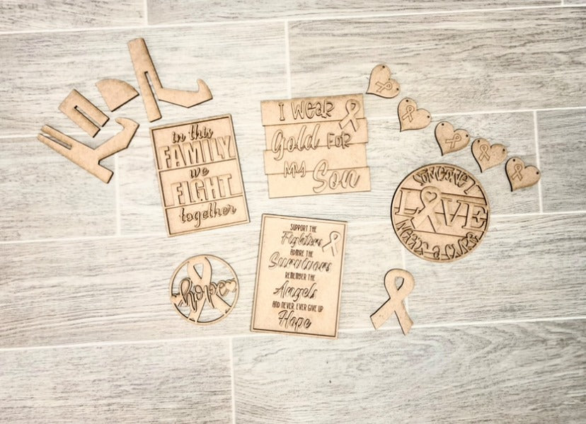 3D Tiered Tray Decor - Cancer Awareness