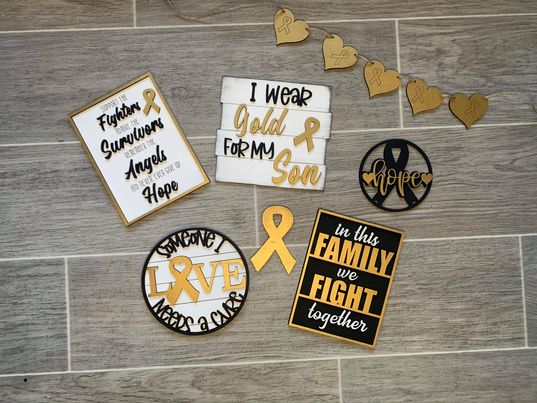 3D Tiered Tray Decor - Cancer Awareness