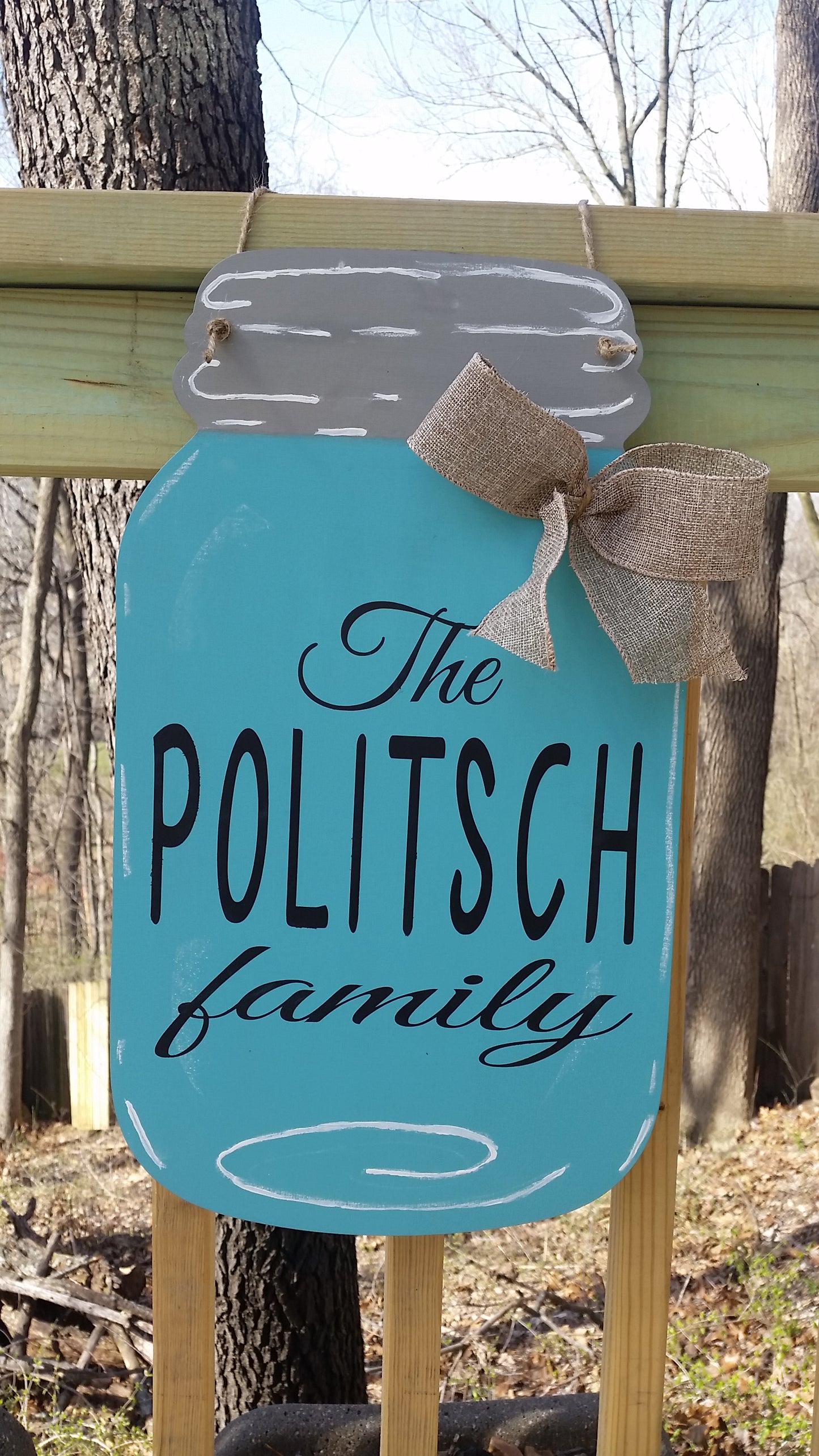 Door hanger Mason Jar with Family name