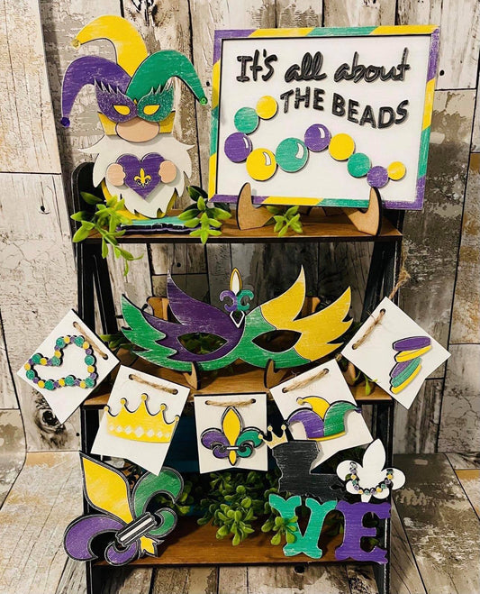 3D Tiered Tray Decor - Mardi Gras