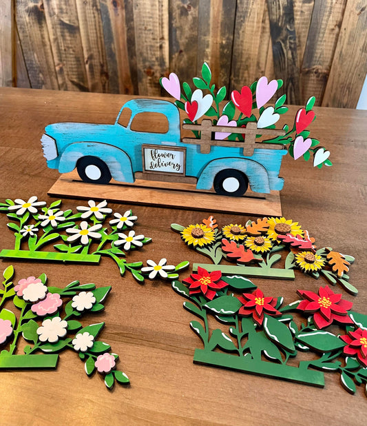 3d Interchangeable Truck with Flowers SET